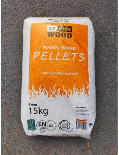 Pellet Magic Wood 100% résineux DIN+ EN+ A1 - sac de 15kg en DRIVE IN uniquement