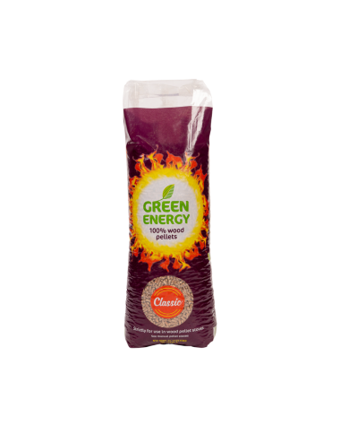 (4,85€/sac) Pellet Green Energy Classic Mix 60-40 résineux-feuillus DIN+ - euro palette de 975kg (65 sacs de 15kg)