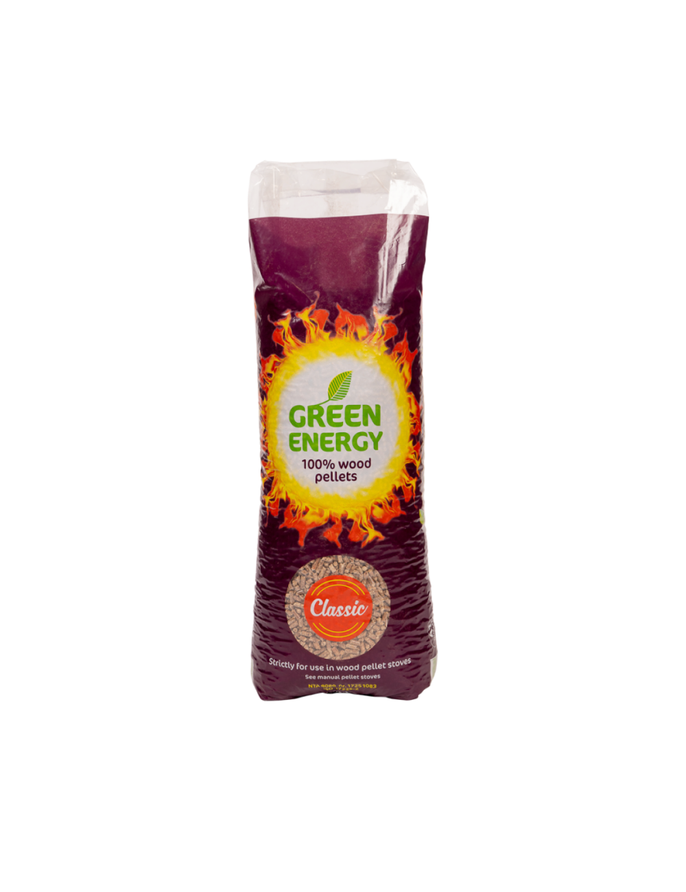 (4,85€/sac) Pellet Green Energy Classic Mix 60-40 résineux-feuillus DIN+ - euro palette de 975kg (65 sacs de 15kg)